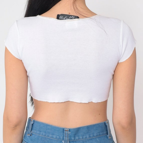 White Crop Top 90s All That Jazz Baby Tee Rosette… - image 6