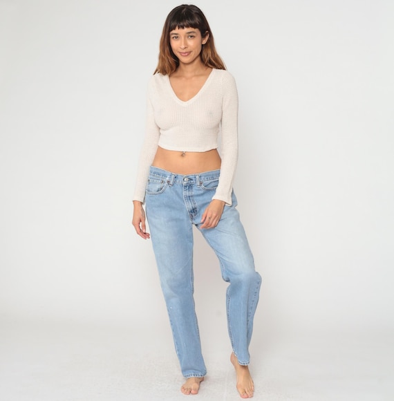 Y2K Levis Denim Light Blue Faded Straight Leg Button Fly Relaxed Fit Vintage Classic Five Pocket Stone Wash Casual Streetwear Mens Size 36