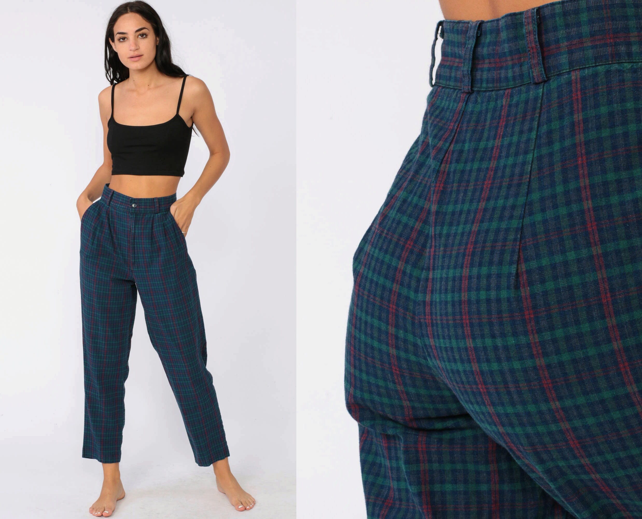 tartan tapered trousers