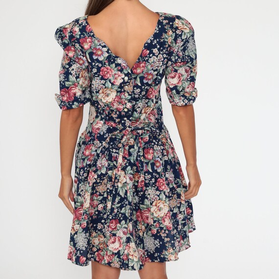 Puff Sleeve Dress 80s Floral Dress Cottagecore Bl… - image 6