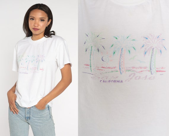 San Jose Shirt California T Shirt Y2K Palm Tree Shirt Graphic Tshirt Vintage Top Retro Tee 00s White Tropical Shirt Medium