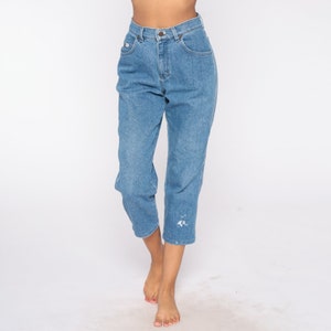90s Lee Jeans Ankle Length Mom Jeans High Waisted Blue Denim Pants High Rise Retro Tapered Leg Basic Normcore Vintage 1990s Cropped Small S