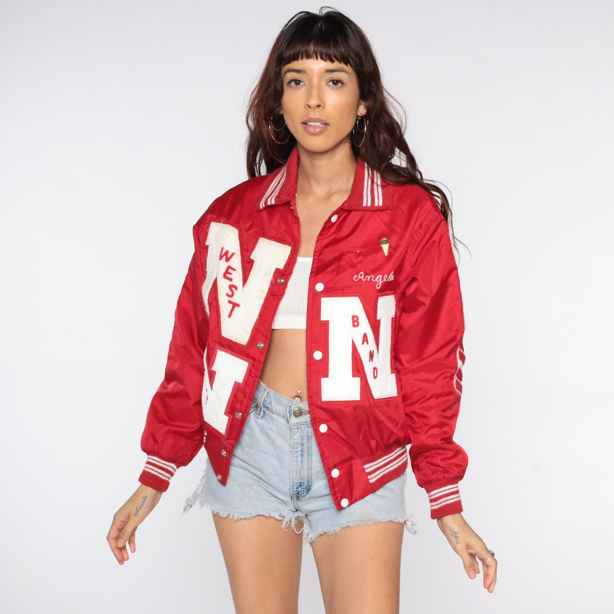 Red Varsity Jacket 1988 Angela Bomber Jacket 80s Letterman Baseball