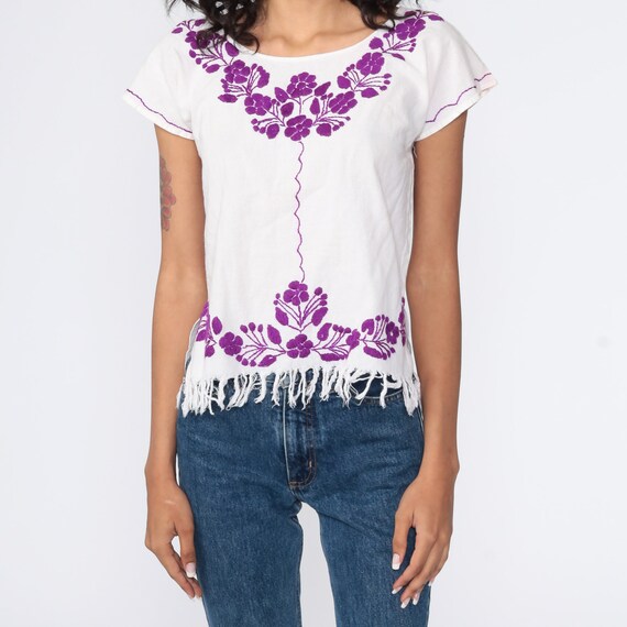 MEXICAN Muslin Top With Lace Detail Ethnic 70/'s Hippie XS
