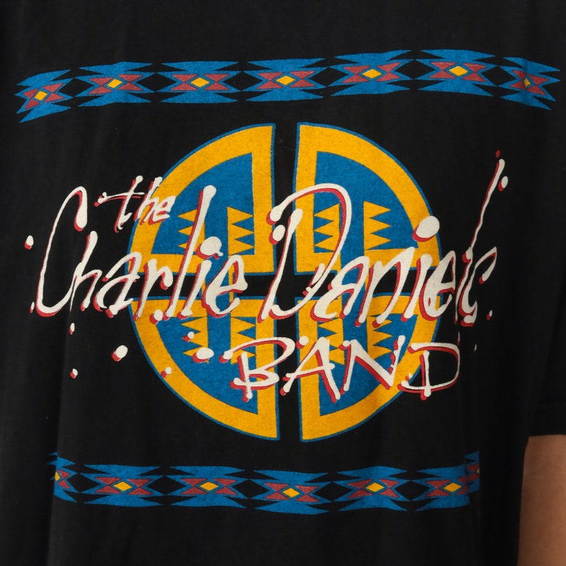 Charlie Daniels Band Shirt 90s Band Tee Concert Rock tshirt 1990s T shirt Tour Country Vintage Black Rocker Shirt Single Stitch Medium Large image 5