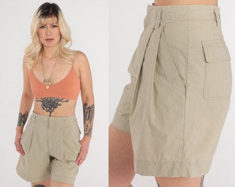 90s Khaki Shorts Pleated Trouser Shorts Tan Shorts Baggy High Waisted Shorts Vintage 1990s Small 4 Petite