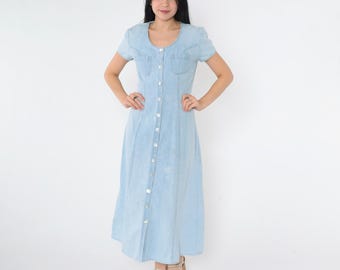 Y2k 'paris Blues' Denim Button up Dress / Medium - Etsy