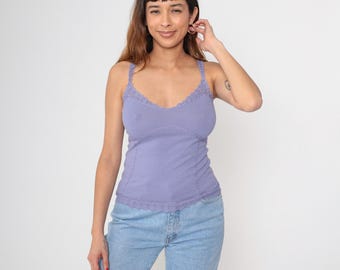 Caraco lavande vintage Y2K violet dentelle bordure Coquette esthétique début des années 2000 féminin délicat romantique doux millénaire tendance petit S