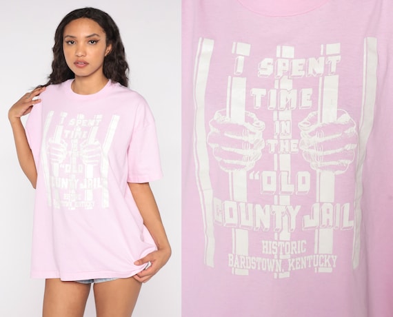 Kentucky T Shirt I Spent Time in the Old County Jail Bardstown 80s 90s Graphic Tshirt Baby Pink Tourist Tee KY Screen Stars Extra Large XL