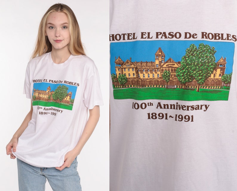 Paso Robles Shirt 90s Hotel El Paso De Robles Shirt 1991 Single Stitch California Graphic Tshirt Travel T Shirt Vintage Tee Small Medium image 1