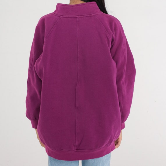 Plus Size Purple Zip Up Cotton Sweater For Streetwear Spring, Lightweight And Cozy main image 1