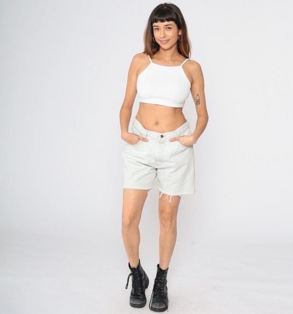 90s Grey Denim Shorts Wrangler Shorts High Rise Cutoffs 1990s Cut Offs Light Grey Frayed Jean Shorts Vintage Hippie Large 34