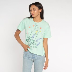 Wildflower Shirt 90s Floral T-Shirt Growing Wild Youth Science Institute Flower Graphic Tee Retro Single Stitch Green 1990s Vintage Medium image 2