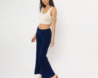 70s Flare Pants Navy Blue Joshua Tree High Waisted Wide Leg Bell
