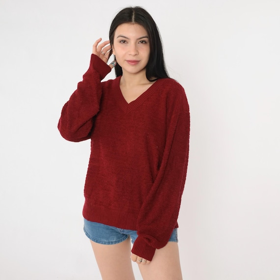 80s Geometric Sweater Blue 90s Knit Jumper Ramie/Cotton