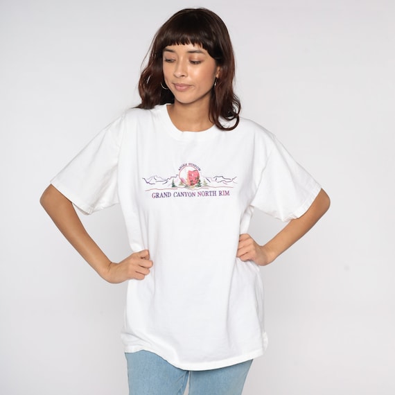 Grand Canyon T Shirt North Rim Angels Window 90s TShirt Southwest Arizona Tee USA Vintage Embroidered Tourist Shirt White Medium Large