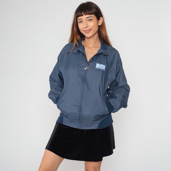 Fountaingrove Jacket 90s Navy Blue Zip Up Windbreaker Fountain Grove California Graphic Retro Uniform Vintage Duckster 1990s Mens Small S
