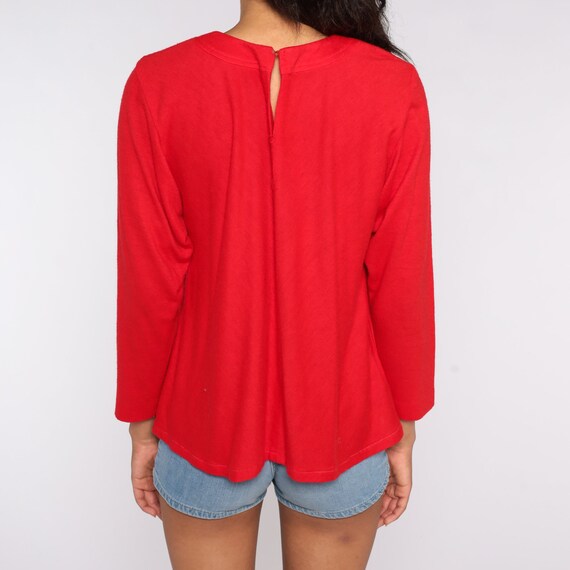 70s Red Shirt Trapeze Shirt 70s Blouse Tent Top B… - image 6