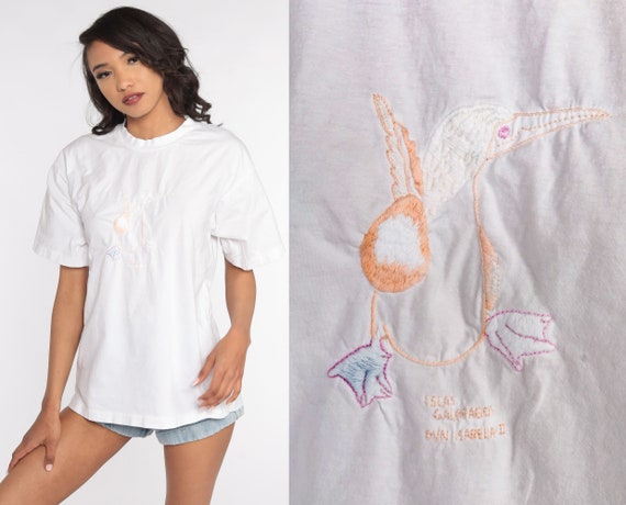 Galapagos Island T Shirt Blue Footed Booby Bird Shirt Graphic Tee Shirt 80s Tshirt Vintage T Shirt Travel 1980s Medium