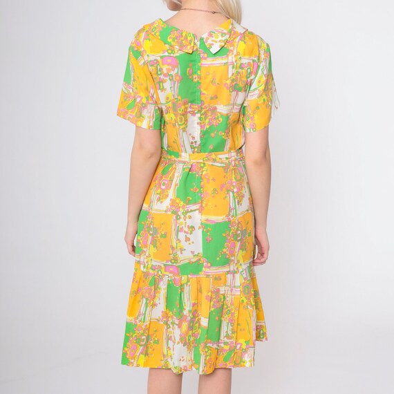 60s Psychedelic Dress Mod Patchwork Geometric Pri… - image 5