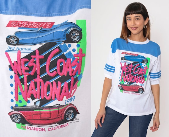 80s Hot Rod Shirt Goodguys Car Show Tshirt 3rd Annual West Coast Nationals Ringer Tee 1989 Classic Cars 1980s Pleasanton California Medium
