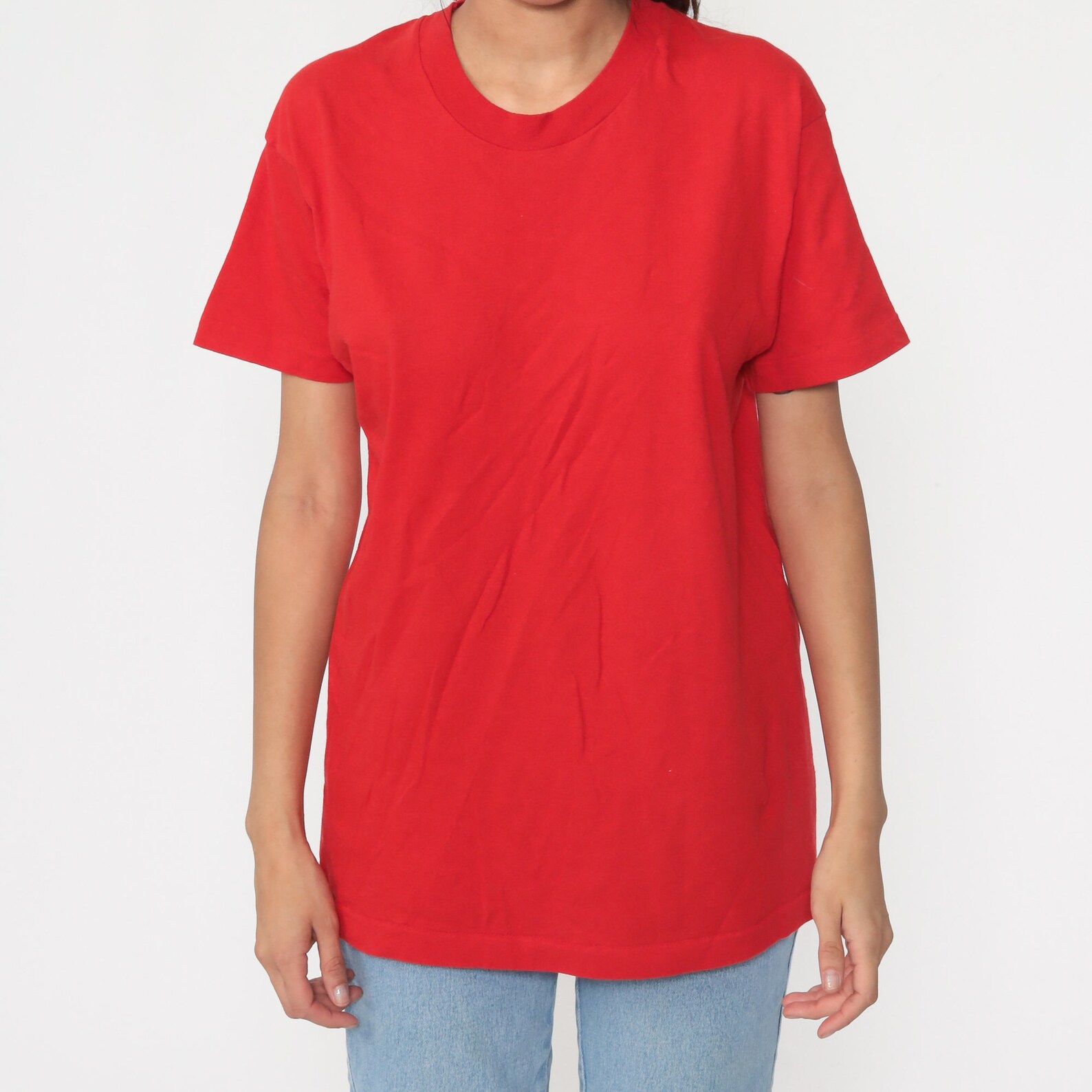 Red T Shirt Vintage Single Stitch Plain Shirt Tee Shirt 80s T - Etsy