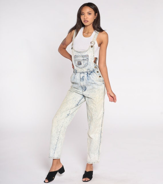 Acid Wash Denim Overalls 90s Denim Bib Overalls Tapered Dungarees Jeans Long Pants Blue Suspender 1990s Vintage Carpenter Extra Small Xs Etsy Canada