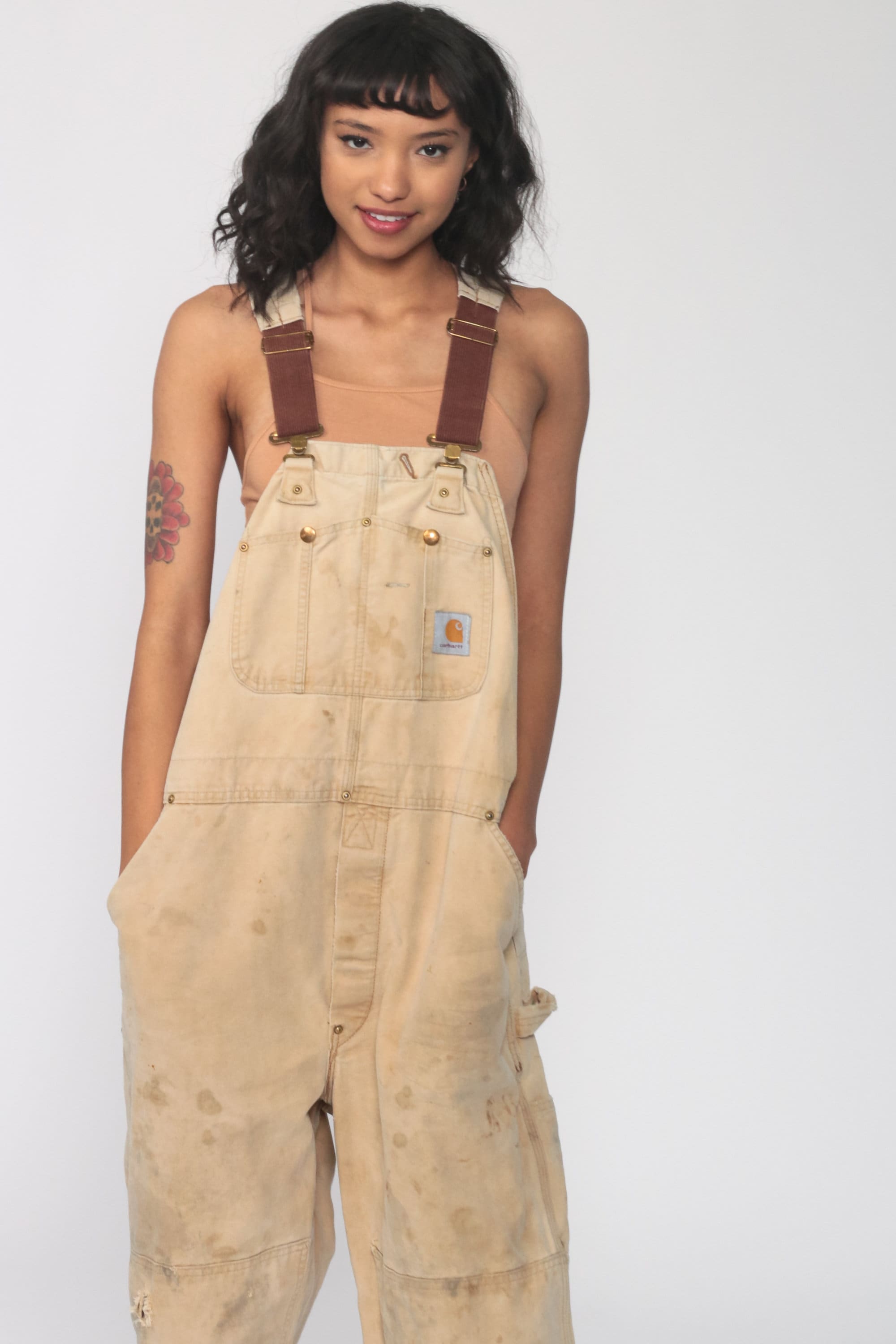 90s Carhartt Insulated Quilt Lined Distressed Overalls - 38x34