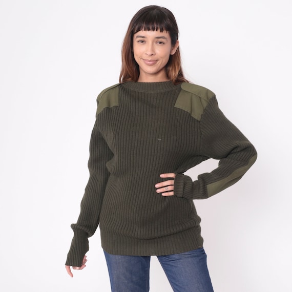 Wool Army Sweater Y2K Military Sweater Olive Drab… - image 2