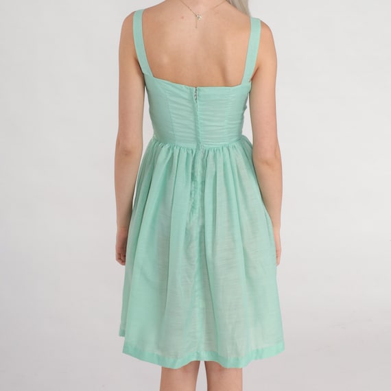 60s Sundress Mint Green Mini Dress Retro Day Dres… - image 7