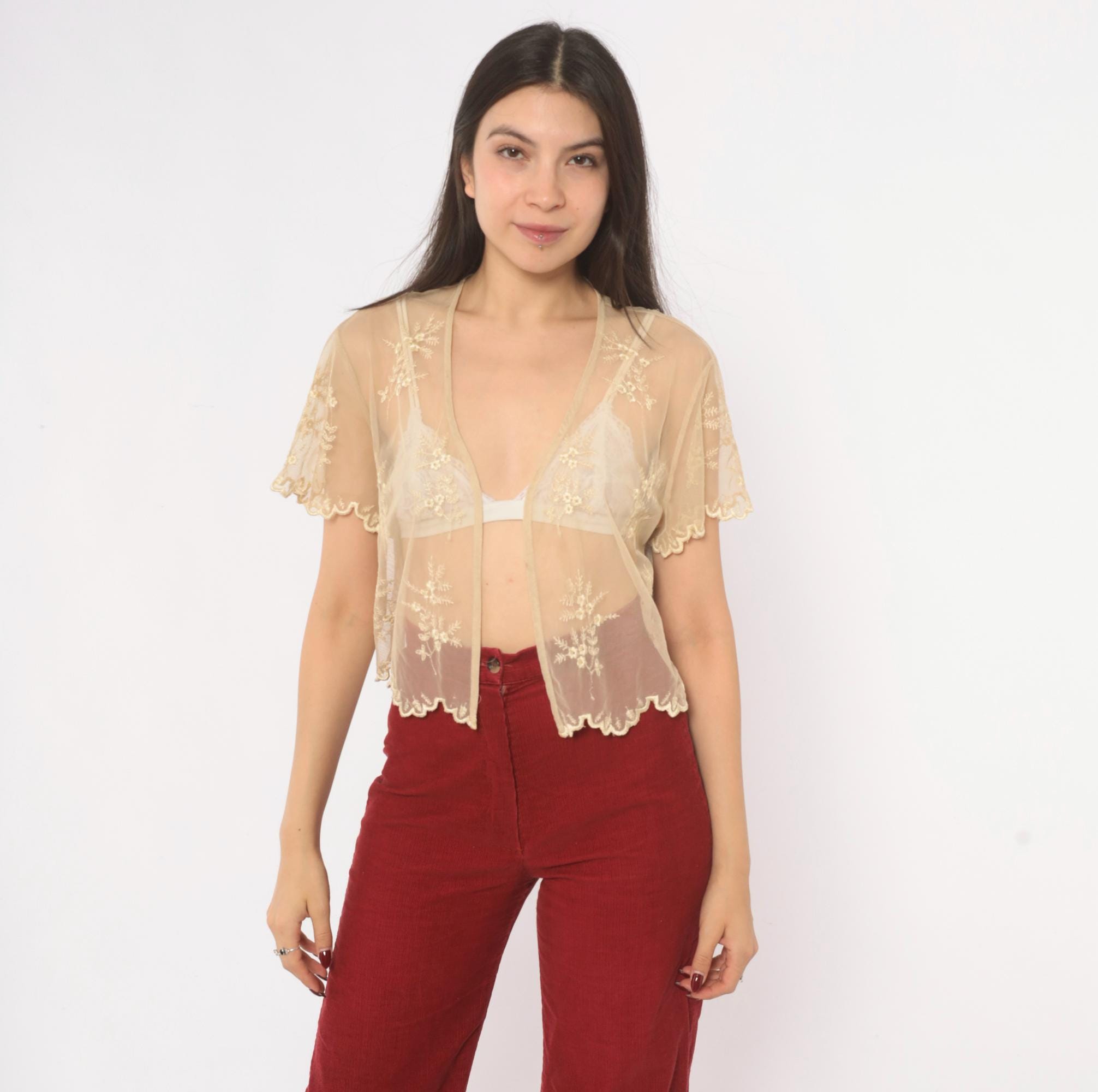 Embroidered Mesh Top - Etsy