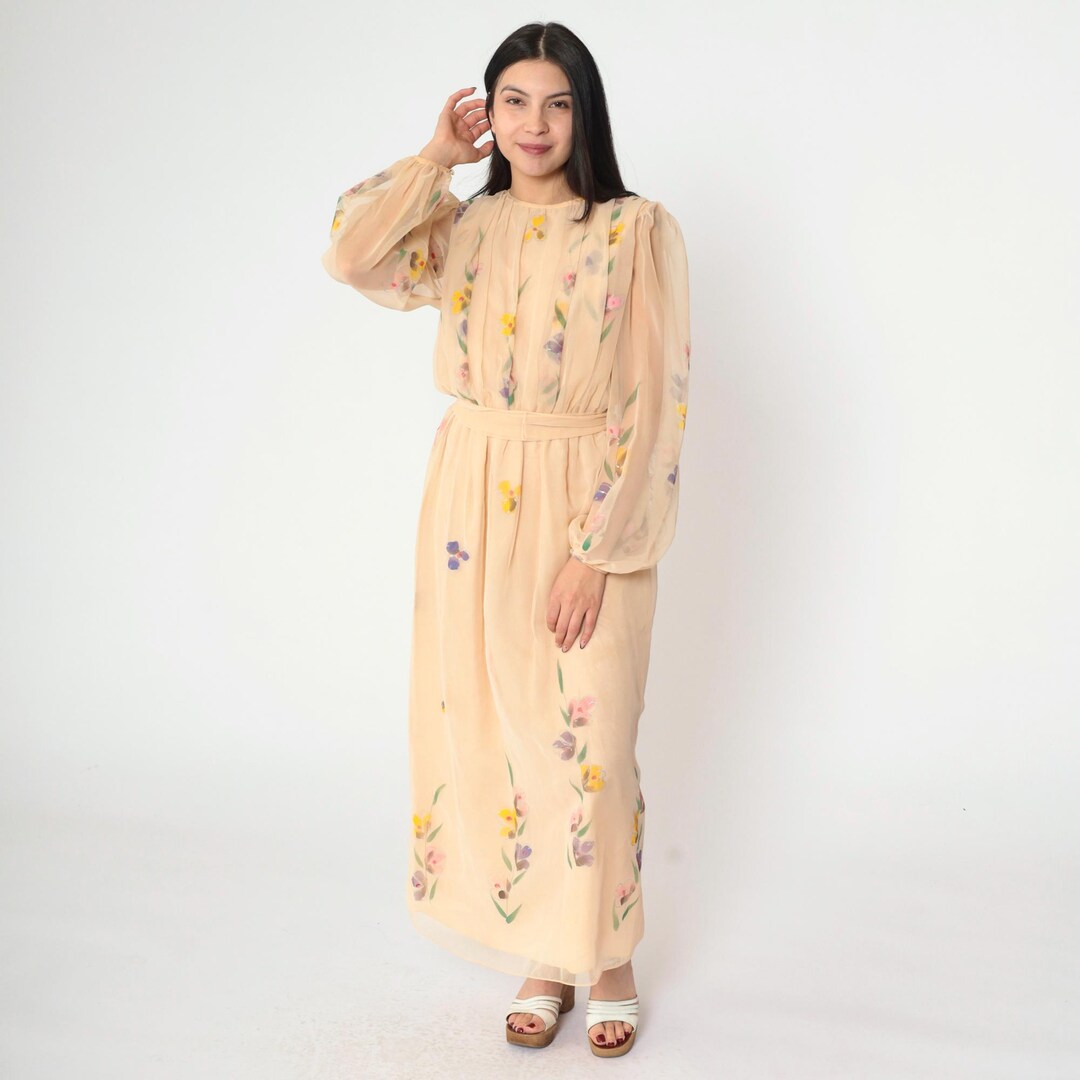 70s Semi-transparent floral minidress main image 1