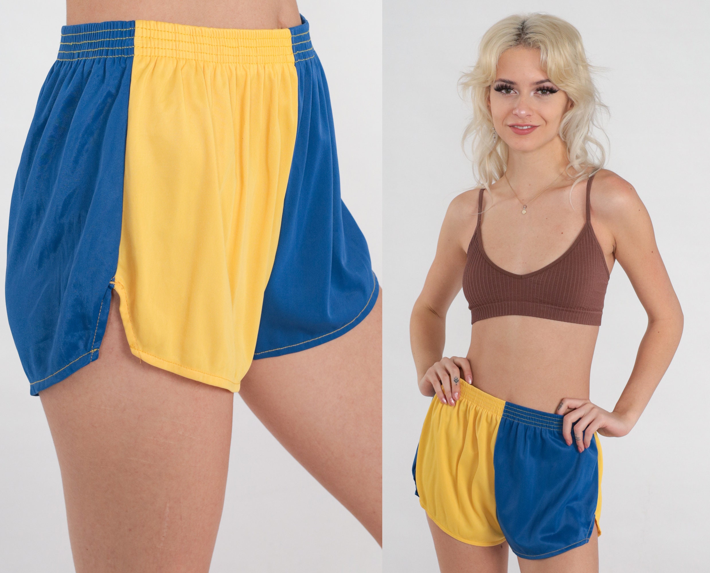 80s-gym-shorts-blue-yellow-dolphin-shorts-dolfin-jogging-retro-swim-hotpants-shorts-surf-color