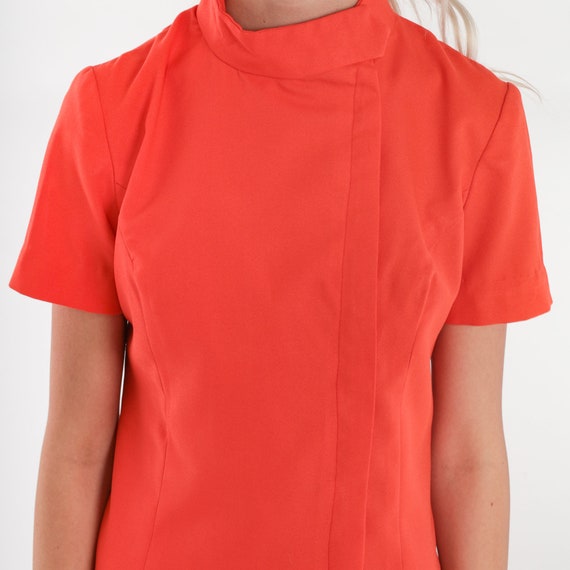 Orange Shift Dress 60s Mod Mini Dress Mock Neck S… - image 5