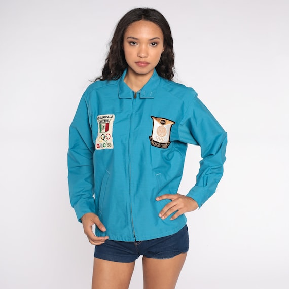 1968 Olympics Jacket Mexico Patch Cotton Windbreaker … Gem