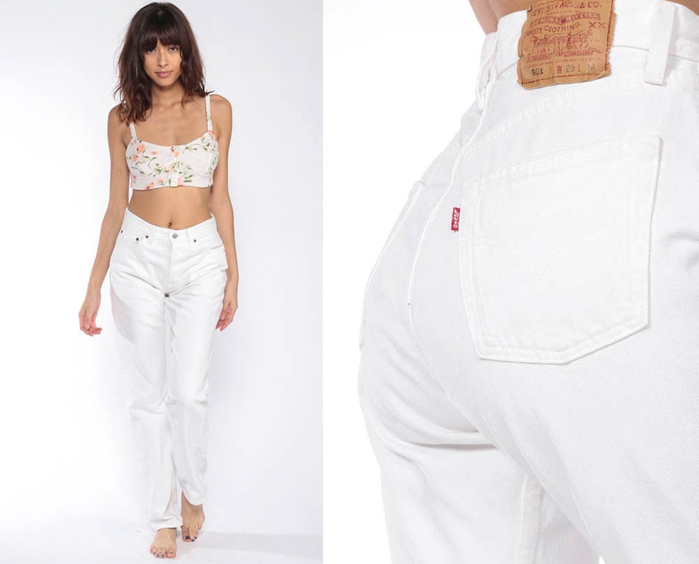 high waisted white levi jeans online