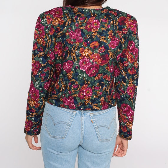 Quilted Floral Jacket Fuchsia Cropped Jacket Boho… - image 7