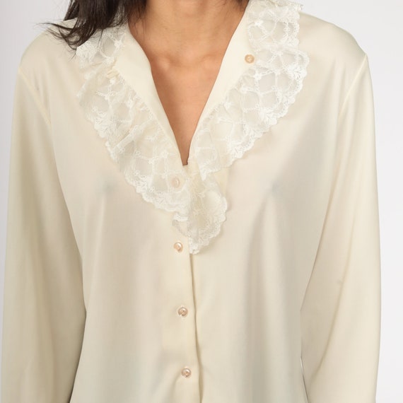 Ruffle Lace Shirt 70s Boho Cream Shirt Victorian … - image 3