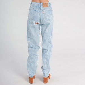 Ripped Levis Jeans 30 Acid Washed Distressed Jeans Straight Leg Jeans 80s 90s Bleached Jeans Denim Pants High Waist Medium Tall 30 x 34 image 6