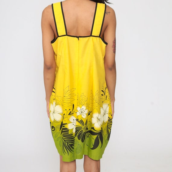 70s Floral Dress Boho Sundress Mini Yellow Sun Dr… - image 6