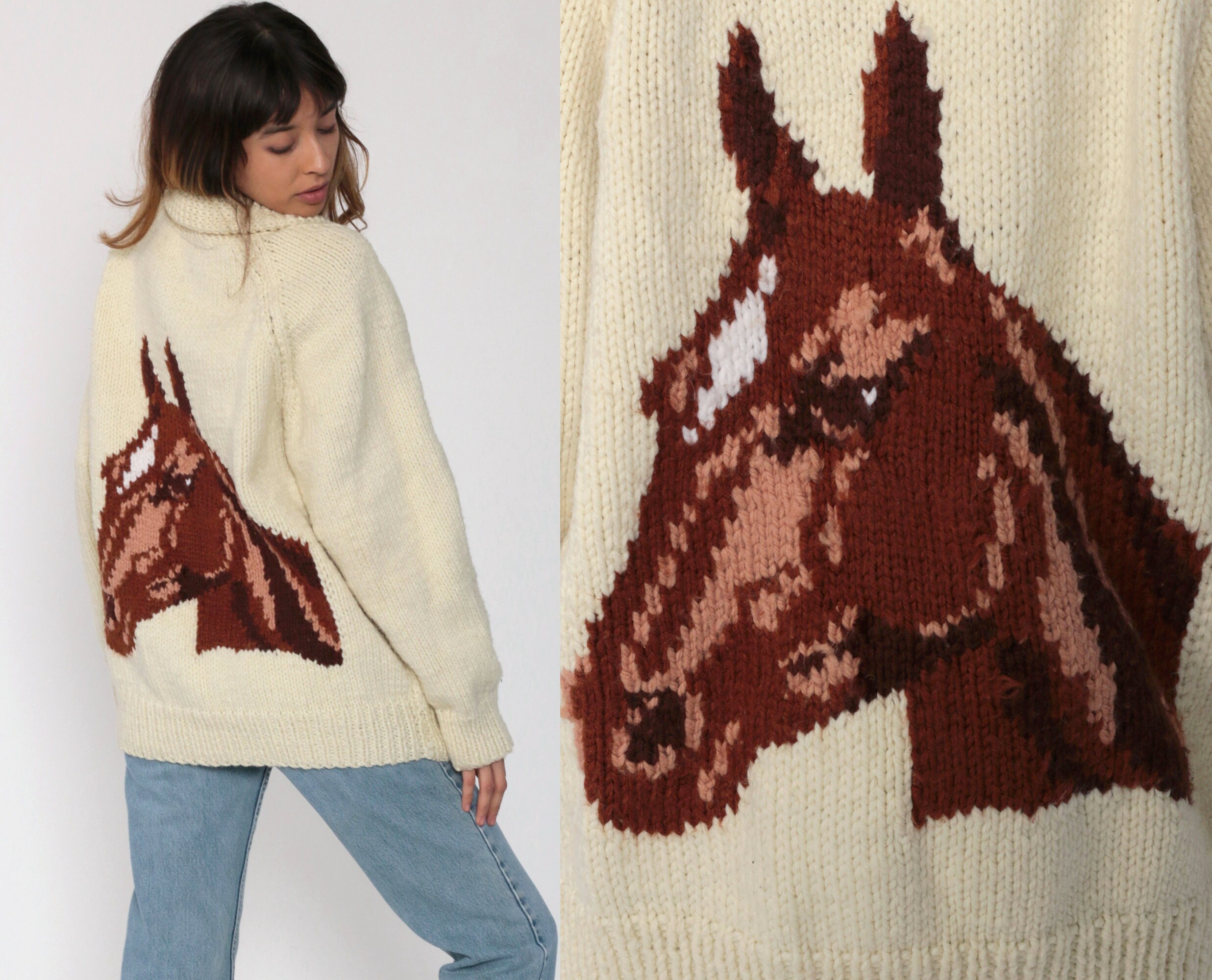 Horse Sweater Jacket Animal Boho 