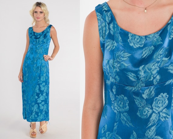 Brocade Party Dress 60s Maxi Dress Formal Party D… - image 1