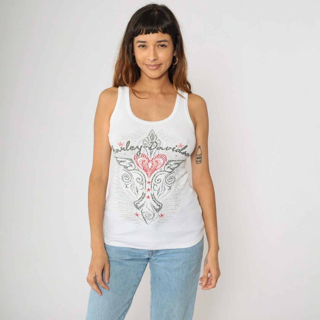 Harley-Davidson 古着 タンクトップ 刺繍 Vintage Harley Davidson Mens Tank Top XL USA Made Single