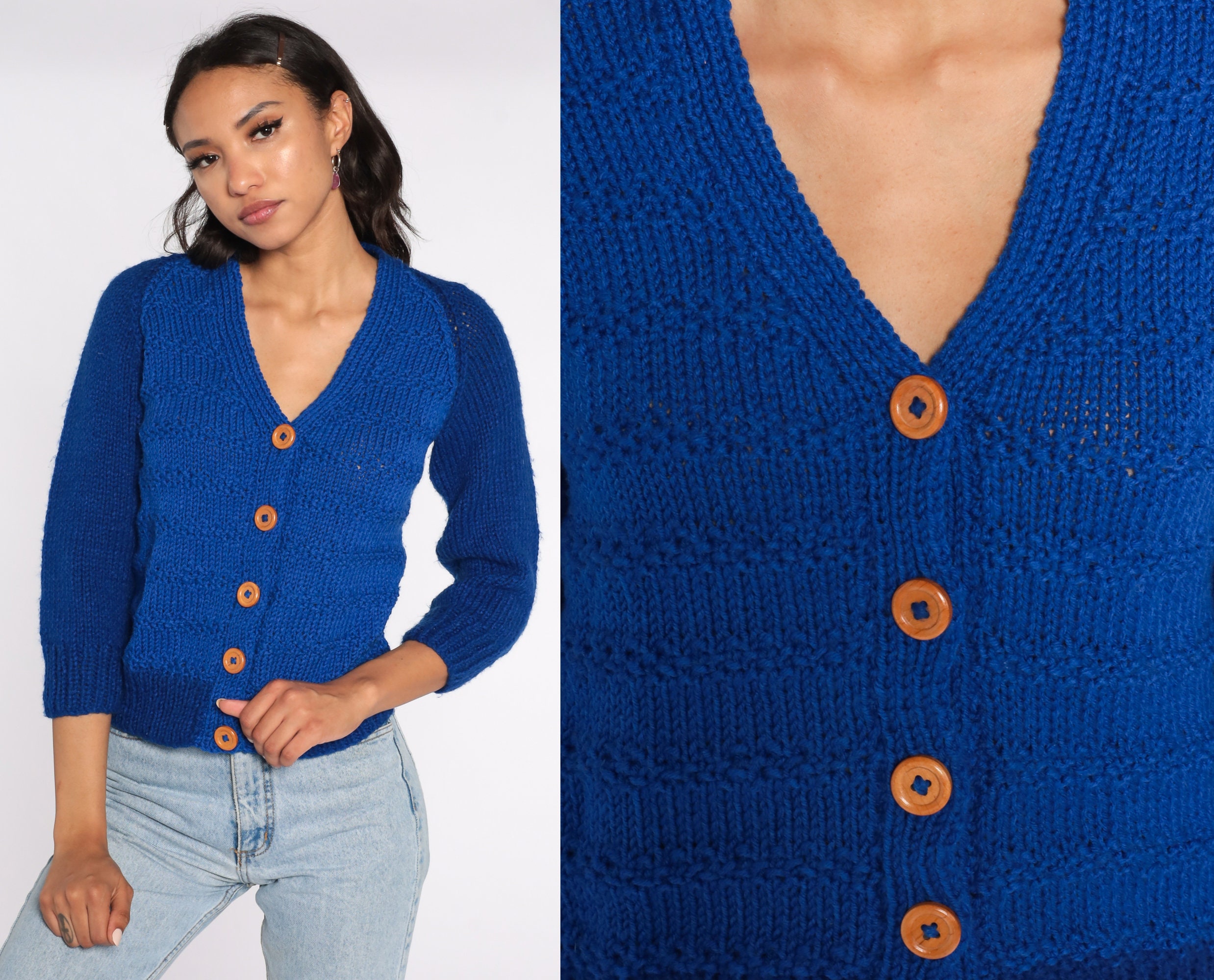 royal blue cropped cardigan