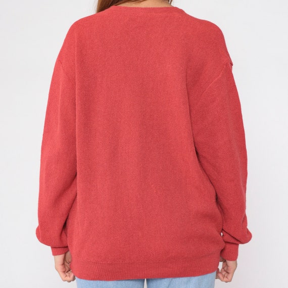 Muted Red Alpaca Sweater V Neck Sweater 80s 90s A… - image 8