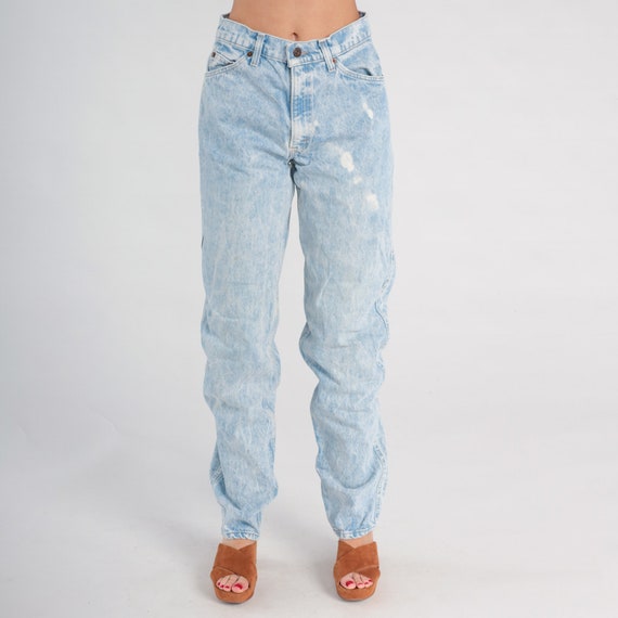 Ripped Levis Jeans 30 -- Acid Washed Distressed Jeans Straight Leg Jeans 80s 90s Bleached Jeans Denim Pants High Waist Medium Tall 30 x 34