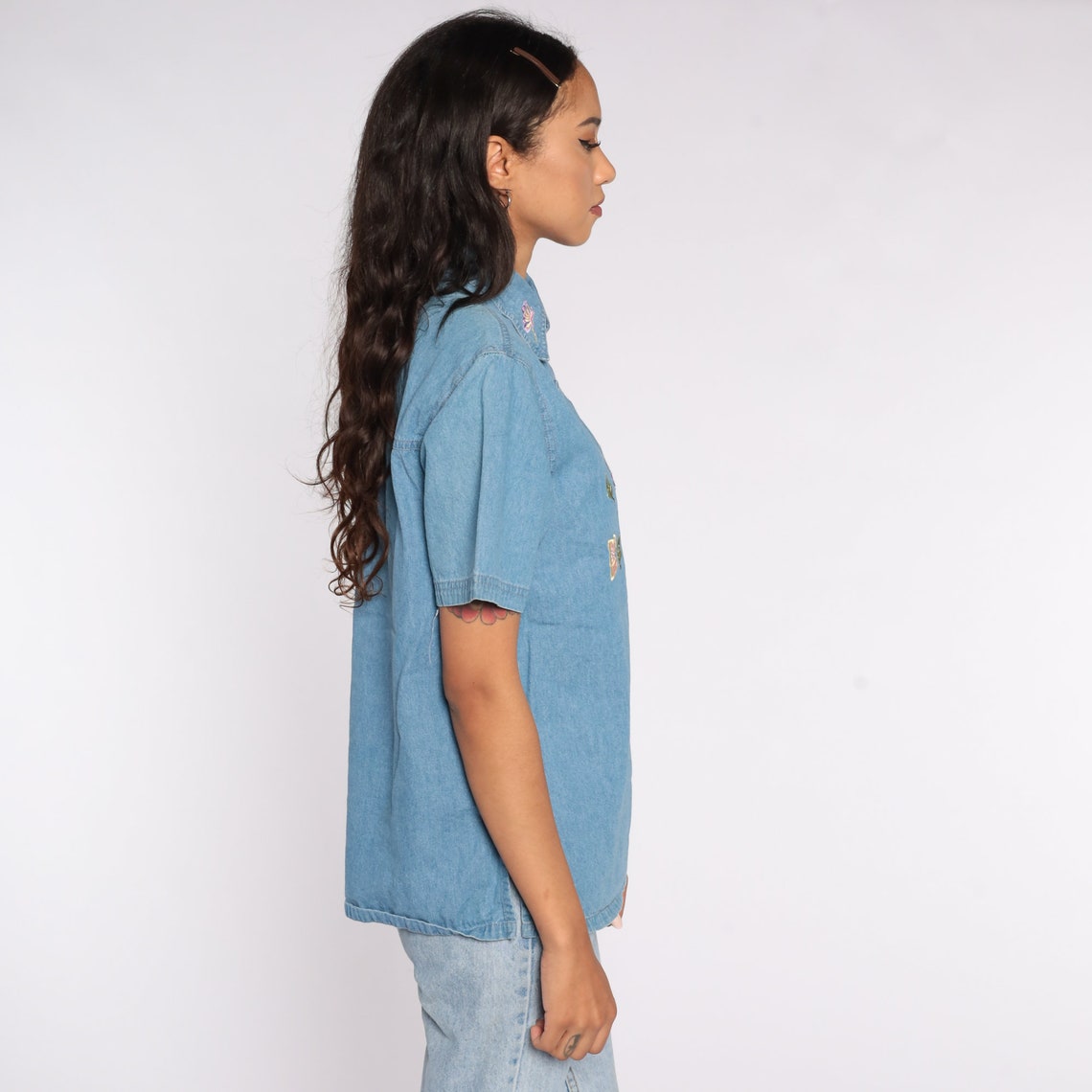 butterfly button up shirt