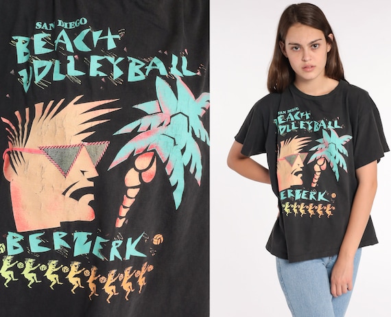 90s Beach Shirt Beach Volleyball Tshirt San Diego California Graphic Tee Vintage Sports 80s Tshirt Retro T Shirt Print Extra Large xl