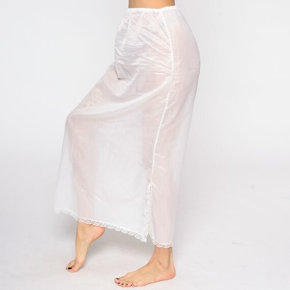 Sheer White Skirt 70s Slip Skirt Hippie Skirt Max… - image 6