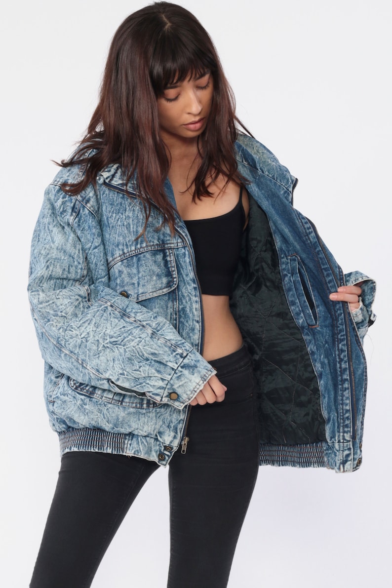 GUESS Jean Jacket Acid Wash Bomber Jacket Vintage 80s Denim Etsy